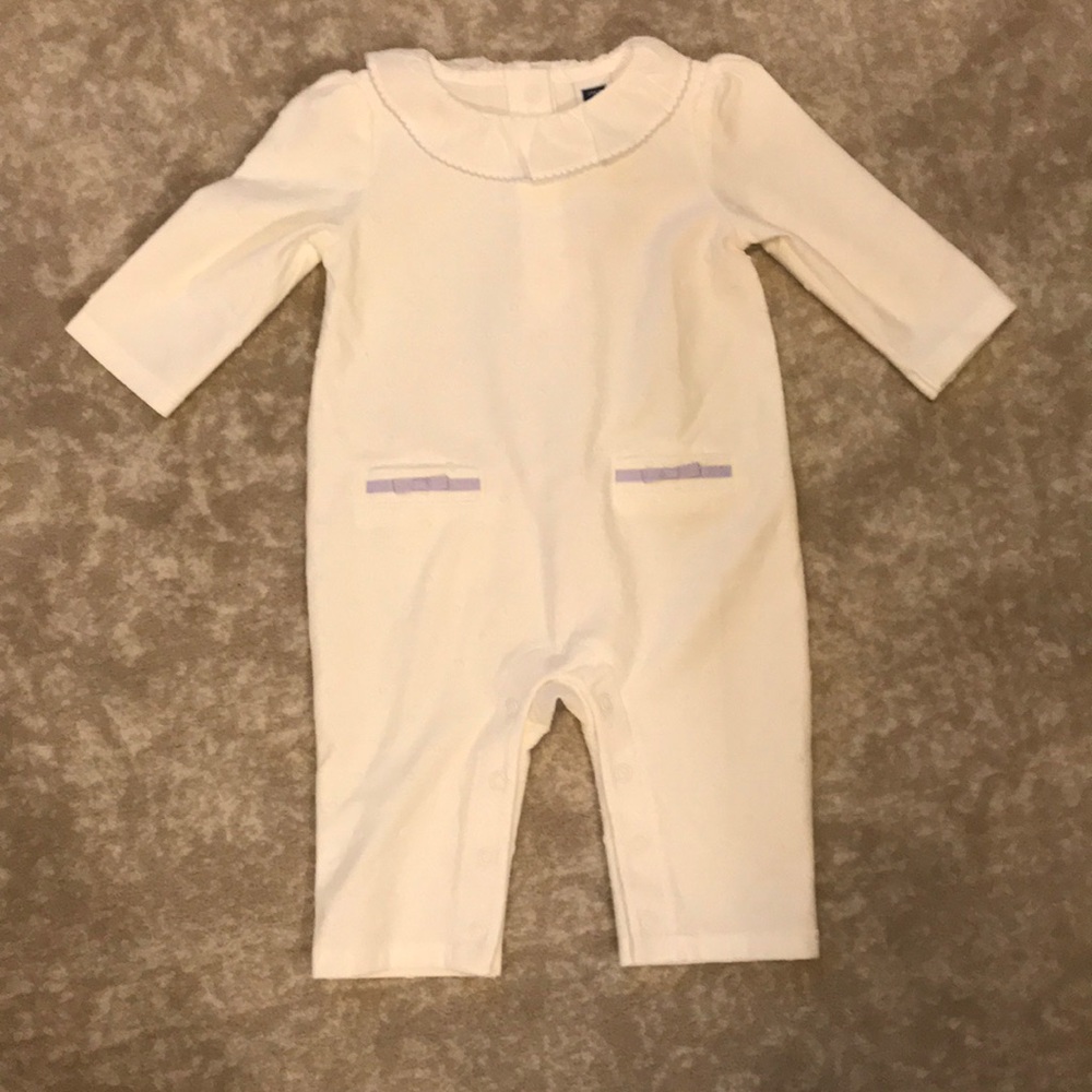 Janie & Jack white polka dot jumper.